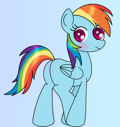 Size: 652x691 | Tagged: safe, artist:siropony, rainbow dash, pegasus, pony, g4, blushing, butt, female, mare, plot, solo