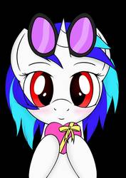 Size: 1000x1414 | Tagged: safe, artist:mansunkt, dj pon-3, vinyl scratch, pony, g4, black background, female, present, simple background, solo, wrong eye color