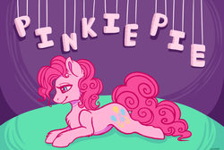 Size: 1600x1076 | Tagged: safe, artist:niwinoodle, pinkie pie, earth pony, pony, g4, female, prone, solo