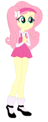 Size: 218x553 | Tagged: safe, artist:ian sweeney, fluttershy, equestria girls, g4, clothes, dress, female, fisher price little people, hands together, minidress, simple background, smiling, solo, sundress, white background
