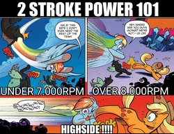 Size: 1396x1078 | Tagged: safe, edit, applejack, rainbow dash, changeling, g4, spoiler:comic, bucking, highly referenced, image macro, meme, ouch