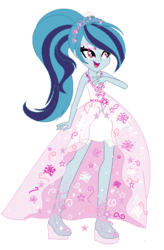 Size: 393x598 | Tagged: safe, artist:gihhbloonde, sonata dusk, equestria girls, g4, base used, clothes, dress, eyelashes, female, gala dress, high heels, makeup, shoes, simple background, smiling, solo, transparent background