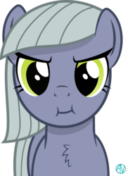 Size: 1800x2477 | Tagged: safe, artist:arifproject, limestone pie, earth pony, pony, g4, :i, arif's scrunchy pone, cheek puffing, chest fluff, female, looking at you, mare, simple background, solo, transparent background, vector