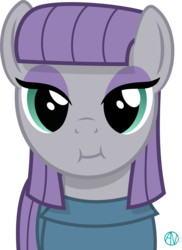 Size: 1800x2472 | Tagged: safe, artist:arifproject, maud pie, earth pony, pony, g4, :i, arif's scrunchy pone, cheek puffing, female, looking at you, mare, simple background, smiling, solo, transparent background, vector