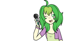 Size: 1360x768 | Tagged: safe, artist:dashblitz90-fonnie, spike, human, g4, barb, humanized, microphone, one eye closed, rule 63, simple background, solo, white background, wink