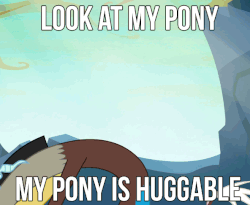Size: 592x486 | Tagged: safe, edit, edited screencap, screencap, discord, fluttershy, pony, g4, to where and back again, amazing horse, animated, caption, cute, discute, eyes closed, floppy ears, folded wings, gif, happy, holding a pony, hug, image macro, meme, one eye closed, open mouth, smiling, when he smiles, wink