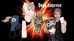 Size: 1191x670 | Tagged: safe, artist:m33893, human, pony, beard, clothes, dean ambrose, facial hair, irl, irl human, jeans, pants, photo, ponified, self paradox, self ponidox, tank top, wrestling, wwe