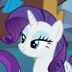 Size: 510x510 | Tagged: safe, screencap, discord, rarity, starlight glimmer, g4, to where and back again, animated, blinking, cropped, floating, gif, smiling, solo focus