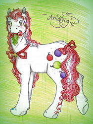 Size: 1401x1862 | Tagged: safe, artist:animagicworld, mistletoe (g3), pony, g3, female, solo, traditional art