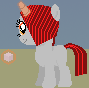 Size: 89x88 | Tagged: safe, artist:onil innarin, oc, oc only, oc:ore pie, pony, unicorn, animated, burning, cube, fire, foal, gif, glowing horn, horn, metal, pixel art, scrunchy face, solo
