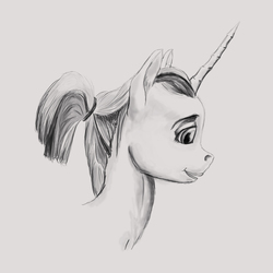 Size: 2693x2693 | Tagged: safe, artist:mackeroth, twilight sparkle, pony, g4, alternate hairstyle, black and white, bust, female, grayscale, high res, monochrome, portrait, profile, solo