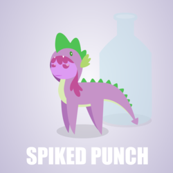 Size: 1280x1280 | Tagged: safe, artist:aha-mccoy, berry punch, berryshine, spike, nopony-ask-mclovin, g4, berry punch is not amused, clothes, cosplay, costume, pointy ponies, pun, visual pun