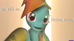 Size: 3840x2160 | Tagged: safe, artist:bronixbad, rainbow dash, pony, g4, 3d, dialogue, female, high res, looking at you, solo, source filmmaker