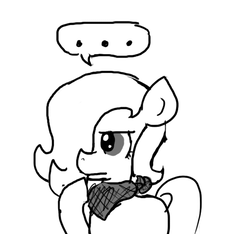 Size: 640x600 | Tagged: safe, artist:ficficponyfic, oc, oc only, oc:emerald jewel, earth pony, pony, colt quest, bandana, child, colt, concentrating, foal, grimace, hair over one eye, male, monochrome, solo, story included, thinking