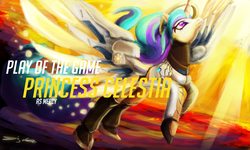 Size: 9000x5400 | Tagged: safe, artist:eddywardster, princess celestia, alicorn, pony, g4, absurd resolution, artificial wings, augmented, clothes, crossover, female, flying, halo, mechanical wing, mercy, mercylestia, overwatch, play of the game, solo, wings
