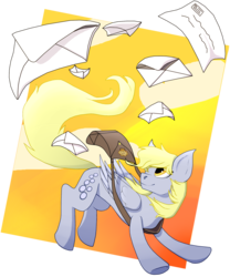 Size: 1750x2100 | Tagged: safe, artist:dragonfirefangs, derpy hooves, pegasus, pony, g4, envelope, female, mailmare, mare, solo, underhoof