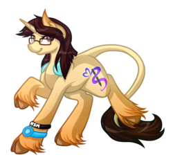 Size: 4184x3912 | Tagged: safe, artist:amazing-artsong, oc, oc only, oc:cosmic dawn, classical unicorn, pony, absurd resolution, cloven hooves, female, glasses, horn, leonine tail, mare, simple background, solo, transparent background, unshorn fetlocks