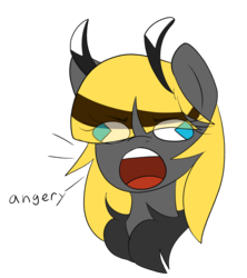 Size: 1280x1444 | Tagged: safe, artist:codras, oc, oc only, oc:hexferry, mothpony, original species, angry, bust, faic, open mouth, solo, yelling