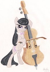 Size: 748x1069 | Tagged: safe, artist:soulsliver249, octavia melody, earth pony, pony, g4, cello, female, musical instrument, solo, traditional art