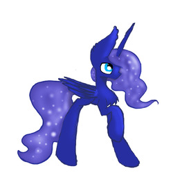 Size: 1080x1080 | Tagged: safe, artist:haillee, princess luna, pony, g4, ethereal mane, female, galaxy mane, raised hoof, simple, simple background, solo, white background