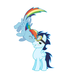 Size: 3740x3875 | Tagged: safe, artist:sofialurax, rainbow dash, soarin', pony, g4, blushing, high res, kissing, male, missing cutie mark, ship:soarindash, shipping, simple background, straight, transparent background