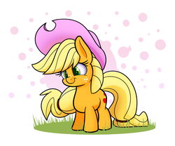Size: 1200x1000 | Tagged: safe, artist:heir-of-rick, applejack, earth pony, pony, daily apple pony, g4, cute, female, filly, filly applejack, jackabetes, smiling, solo