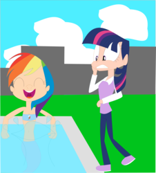 Size: 5000x5542 | Tagged: safe, artist:michaelsety, rainbow dash, twilight sparkle, human, mermaid, g4, absurd resolution, duo, duo female, female, humanized