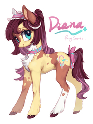 Size: 1441x1920 | Tagged: safe, artist:rocy canvas, oc, oc only, oc:diana, pony, bow, collar, solo