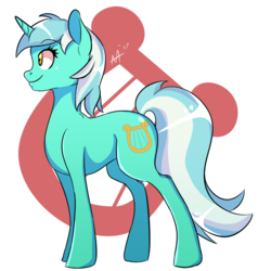 Size: 620x652 | Tagged: safe, artist:shelltoon, lyra heartstrings, pony, g4, cutie mark background, female, smiling, solo