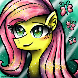 Size: 2000x2000 | Tagged: safe, artist:ambersha, fluttershy, pony, g4, bust, female, high res, portrait, solo