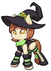 Size: 726x1004 | Tagged: safe, artist:rayhiros, oc, oc only, oc:pumpkin spice, pony, bow, clothes, hat, simple background, solo, transparent background, witch, witch hat