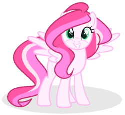 Size: 548x504 | Tagged: safe, artist:lnspira, oc, oc only, oc:blossom feather, pegasus, pony, female, mare, simple background, smiling, solo, spread wings, transparent background