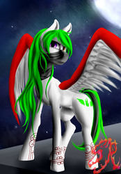 Size: 750x1080 | Tagged: safe, artist:swiftriff, oc, oc only, pegasus, pony, mask, solo, tattoo