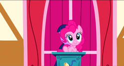 Size: 1360x730 | Tagged: safe, screencap, pinkie pie, twilight sparkle, pony, applebuck season, g4, smiling, town hall