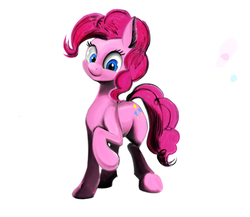 Size: 1590x1378 | Tagged: safe, artist:ponsce, pinkie pie, pony, g4, female, raised hoof, simple background, smiling, solo, white background