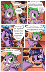 Size: 1750x2700 | Tagged: safe, artist:sirzi, artist:true line translators, spike, twilight sparkle, alicorn, dragon, pony, comic:talisman for a pony, g4, book, bookshelf, comic, crossover, golden oaks library, jackie chan adventures, talisman, this will end in tears and/or death, translation, twilight sparkle (alicorn), xk-class end-of-the-world scenario