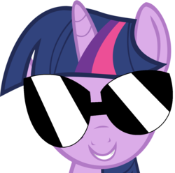 Size: 1200x1192 | Tagged: safe, artist:ra1nb0wk1tty, twilight sparkle, pony, g4, female, simple background, smiling, solo, sunglasses, white background