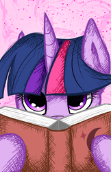 Size: 3300x5100 | Tagged: safe, artist:flamevulture17, twilight sparkle, pony, g4, absurd resolution, book, female, peeking, solo