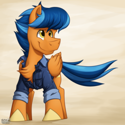 Size: 1701x1701 | Tagged: safe, artist:bcpony, oc, oc only, oc:lightning rider, pegasus, pony, chest fluff, polo shirt, smiling, solo