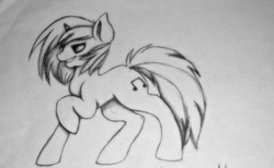 Size: 2092x1287 | Tagged: safe, artist:lerainbowturtle, dj pon-3, vinyl scratch, pony, g4, female, photo, solo, traditional art