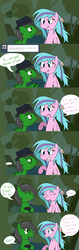 Size: 1280x4064 | Tagged: safe, artist:hummingway, oc, oc only, oc:feather hummingway, oc:swirly shells, ask-humming-way, dialogue, forest, high res, tumblr, tumblr comic