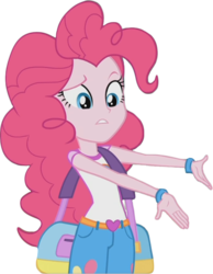 Size: 563x726 | Tagged: safe, pinkie pie, equestria girls, g4, my little pony equestria girls: legend of everfree, bag, bracelet, female, gesture, heart, jewelry, simple background, solo, transparent background