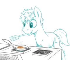 Size: 1280x1056 | Tagged: safe, artist:swiftsketchpone, oc, oc only, oc:swift sketch, food, monochrome, pancakes, simple background, sketch, solo, white background