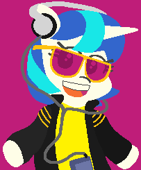 Size: 203x245 | Tagged: safe, artist:threetwotwo32232, dj pon-3, vinyl scratch, g4, female, headphones, open mouth, parody, red background, simple background, smiling, solo, wired for sound