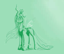 Size: 1280x1079 | Tagged: safe, artist:swiftsketchpone, queen chrysalis, changeling, changeling queen, g4, crown, female, jewelry, monochrome, regalia, sketch, solo