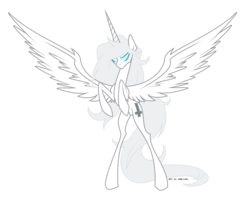 Size: 2147x1754 | Tagged: safe, artist:basykail, oc, oc only, oc:phantom lord, alicorn, pony, alicorn oc, cross of st peter, female, glowing eyes, lanky, mare, rearing, simple background, skinny, solo, thin, transparent background