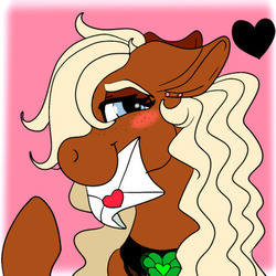Size: 400x400 | Tagged: safe, artist:brainiac, oc, oc only, oc:courtney, oc:uncharted pages, earth pony, pony, bust, cute, envelope, female, freckles, love letter, mare, portrait, solo