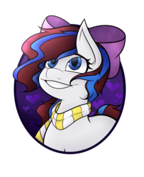 Size: 5082x6272 | Tagged: safe, artist:cosmicchrissy, oc, oc only, oc:breezy, earth pony, pony, absurd resolution, bow, bust, clothes, female, mare, portrait, scarf, simple background, solo, transparent background