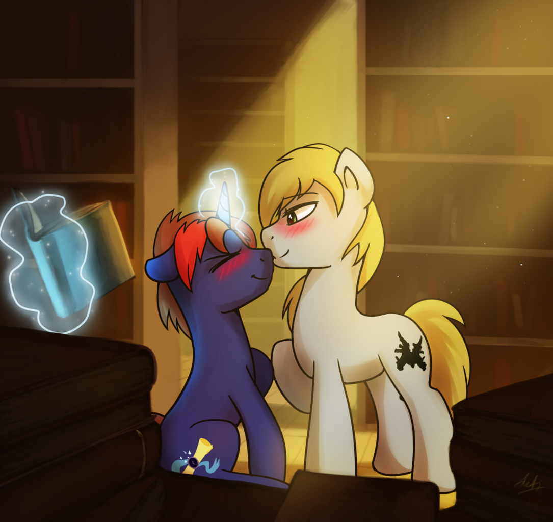 cute, earth <b>pony</b>, gay, library, magic, male, oc, oc:mind sight, oc:moonligh...