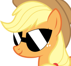 Size: 1066x990 | Tagged: safe, artist:ra1nb0wk1tty, applejack, earth pony, pony, g4, female, freckles, mare, solo, sunglasses